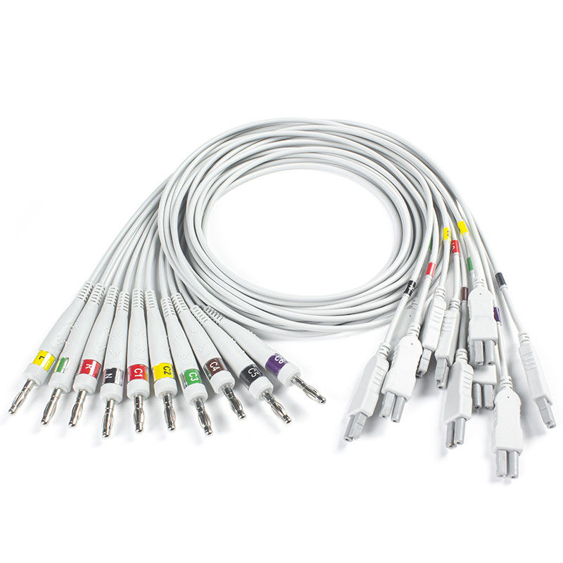 Norav Quark C12x ECG de diagnóstico 12 Prueba de estrés de plomo ECG cosmético con cable del paciente TPU