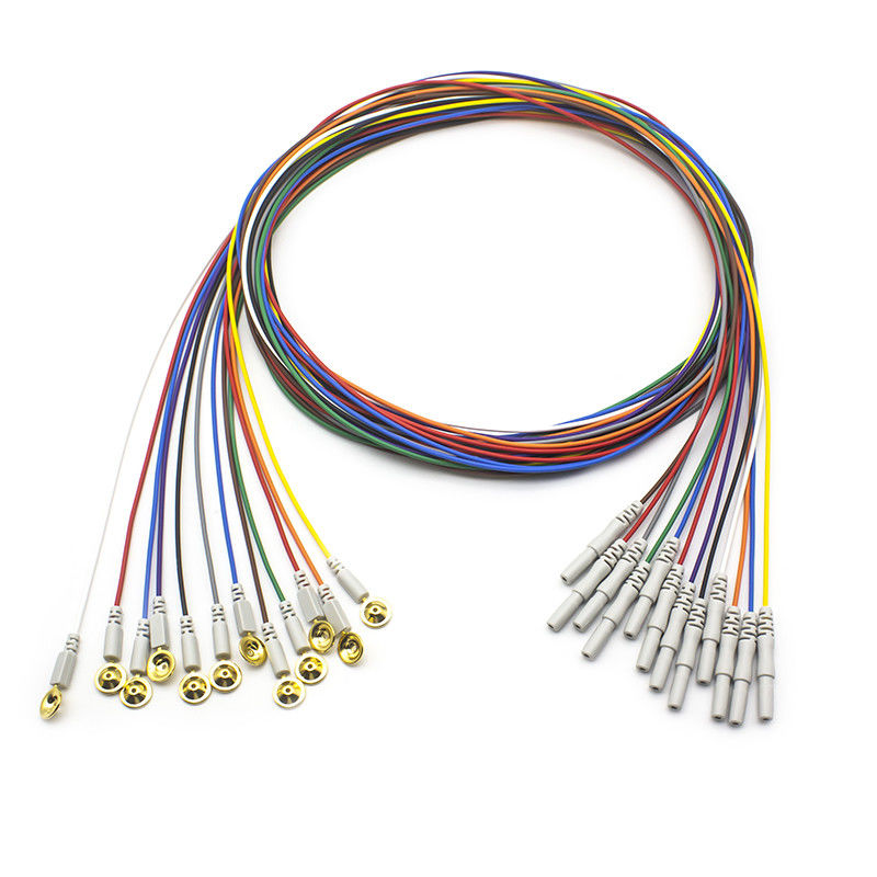 Electrodos de EEG Din 1.5 Revestidos con oro Coloridos Electrodos de EEG de plomo 1,5 metros 10pcs por juego