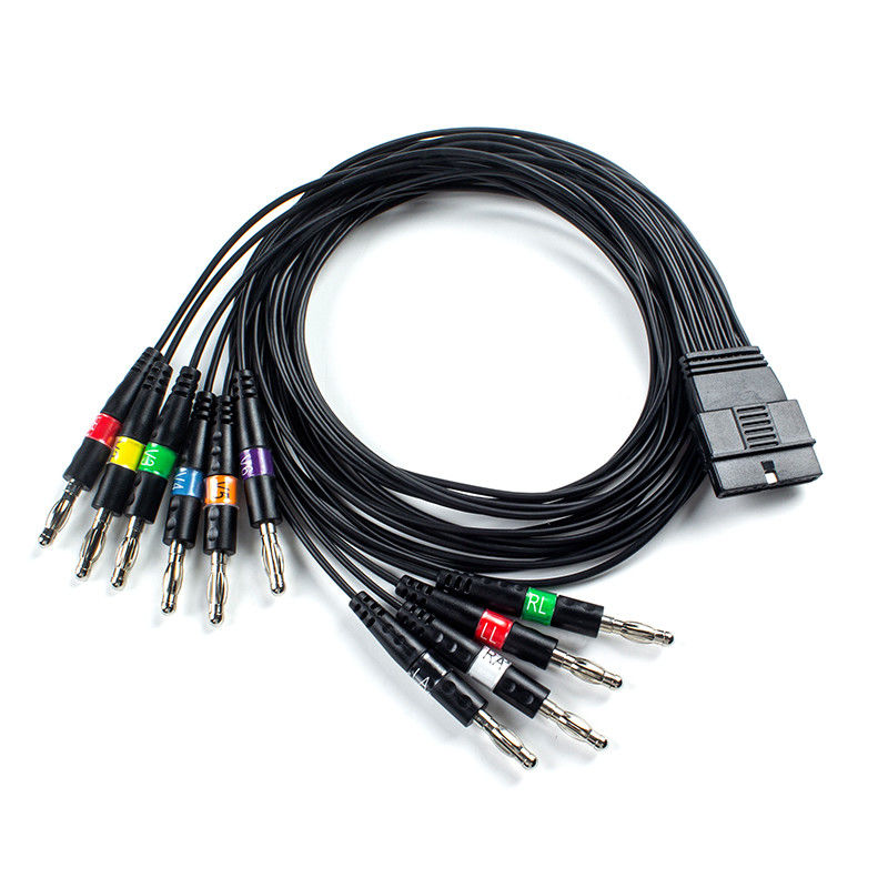 TPU 10 Cable de ECG de plomo para pacientes Fin de plátano para Schiller FT-1 2.400331 MS-12 Cable de ECG azul