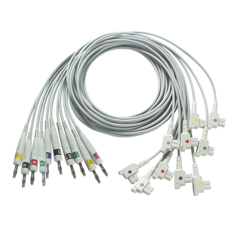 Cable de diagnóstico de ECG GE compatible 10Banana IEC de plomo para GE AM4, AM5, CASE 12, CASE 15, CASE 16, CENTRAL MAC12