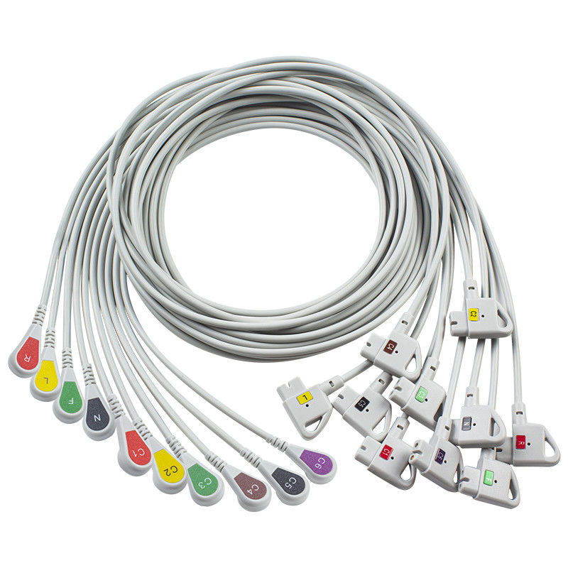 Compatible P-hilips Trim 10Cable de ECG de plomo IEC Snap para PageWriter Trim I, PageWriter Trim II