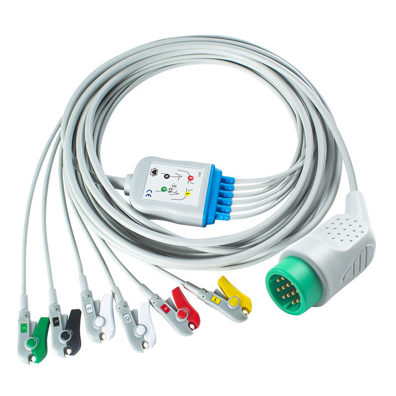Compatible con Medtronic Lifepak 20e 6Cable de ECG de plomo IEC Grabber para para Lifepak 12 20e 15 120