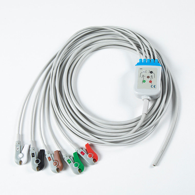 5 Graba AHA gris de plomo Cables ECG semiacabados piezas de repuesto para equipos hospitalarios