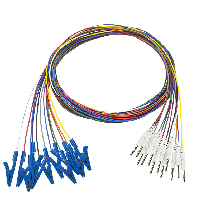 Electrodo plateado electrodos de los Leadwires del oro EEG EMG del clip del cocodrilo del cocodrilo del casquillo del capturador EEG del enchufe del dinar 2,0