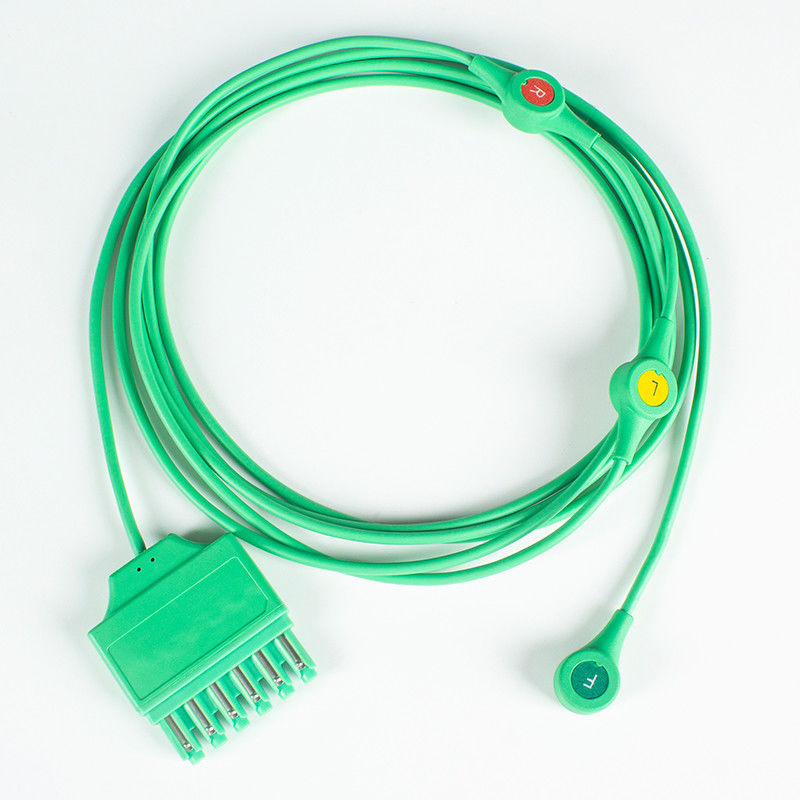 Cables de conducción de ECG reutilizables Drager Sie-mens Monolead 3Lead IEC Snap MS14555 Cables de conducción de ECG