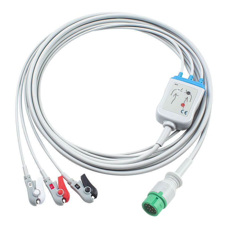 Cables de ECG y cables de plomo de 12 pines Conector de cable de ECG 3 5 Plomo IEC AHA clip grabador de snap