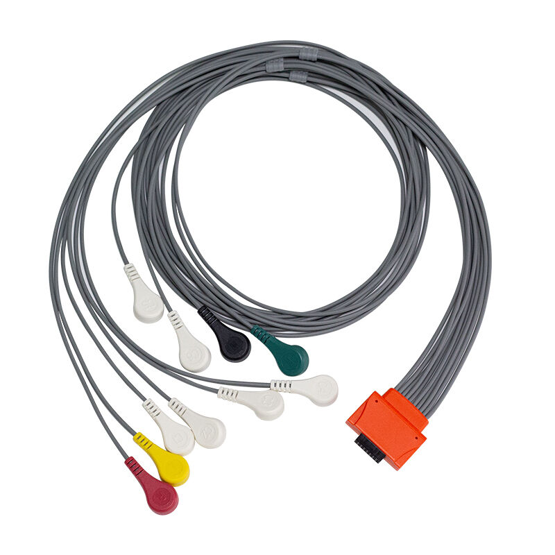 Cable Holter de ECG compatible con Cardioline Walk400h Clickholter NG de 5/7 derivaciones, material TPU y código de colores IEC