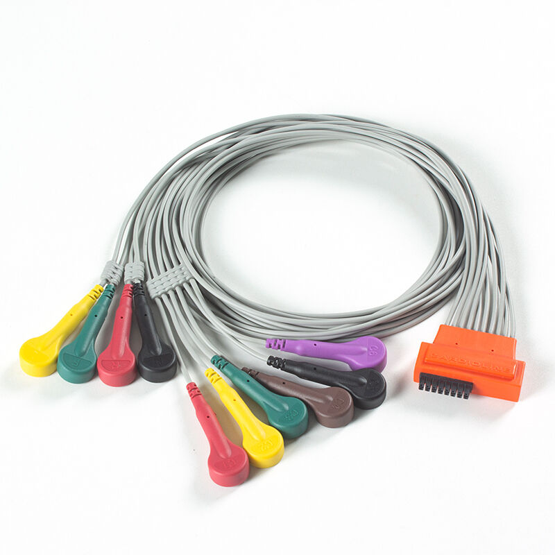 Cable ECG compatible con Cardioline TouchECG HD+ 10 con material TPU y codificación de color IEC