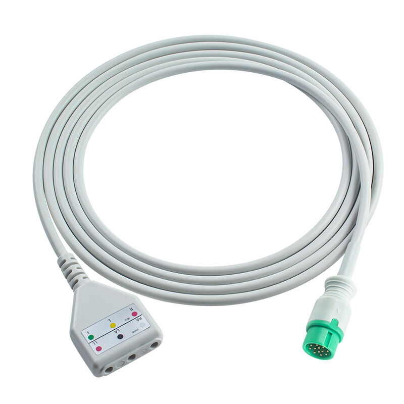 Cable Adaptador ECG Biolight de 12 pines y 3/5 derivaciones O-ximax Tech AnyView A2 A6 A4 A8 Q7 Q5 Cable de extensión ECG estilo Din