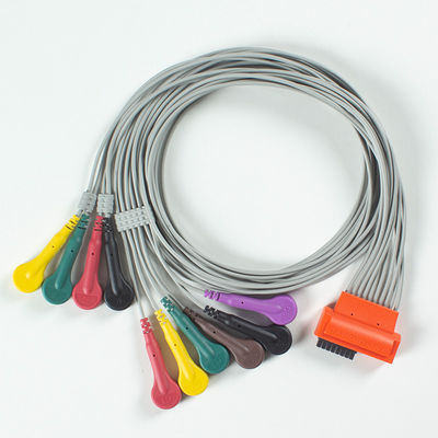 Cable de ECG 10Lead IEC Snap con TPU gris y naranja